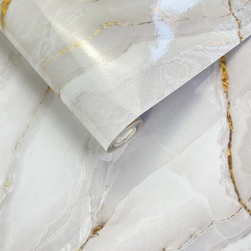 Gilded Imitation Marble Self-adhesive Wallpaper Living Room Background Kitchen Bathroom Waterproof Wall Sticker PVC Wallpaper Chef's Market