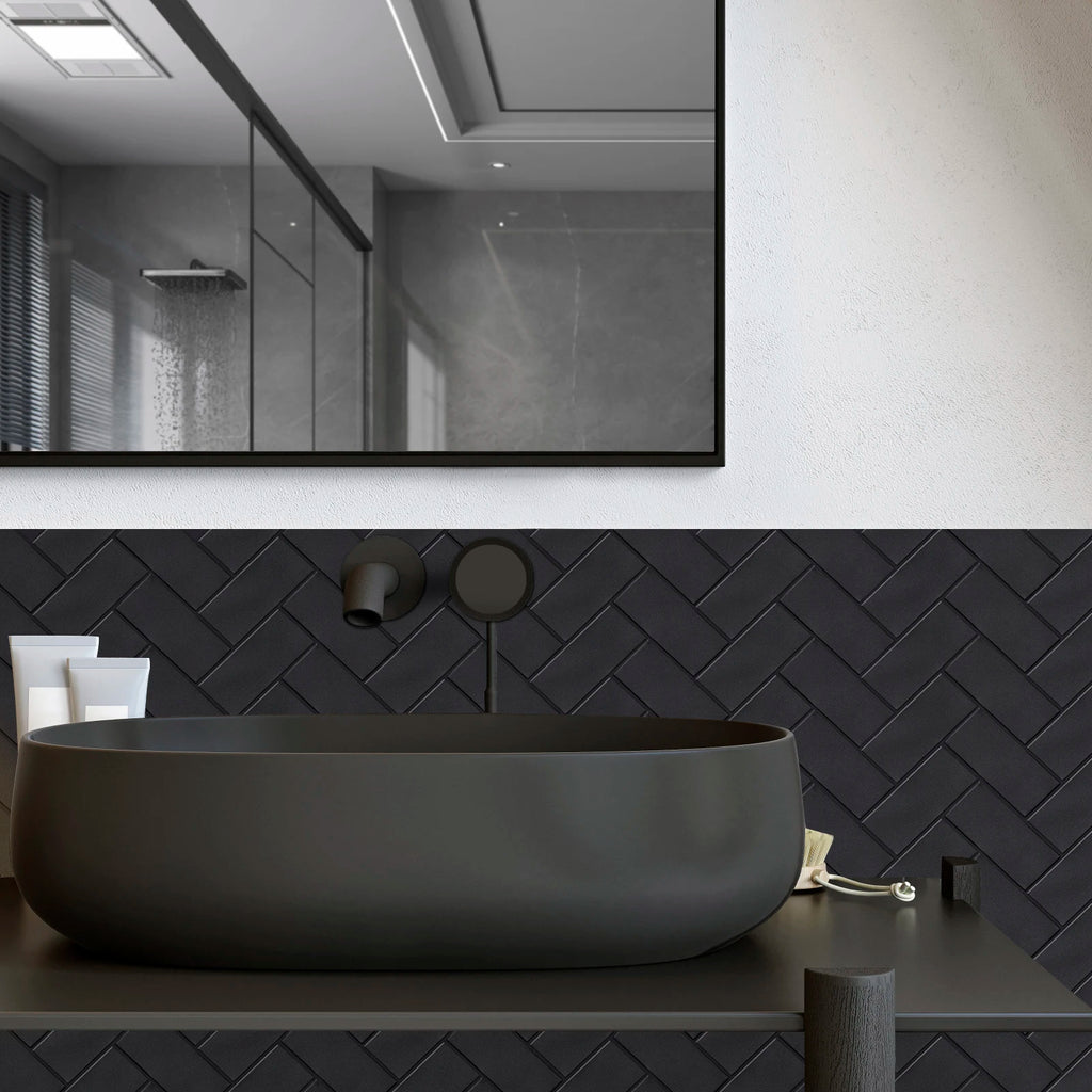 10 Pieces Peel and Stick Herringbone Wall Tiles DIY Kitchen Backsplash Big SIze Wall Sticker Waterproof Vinyl Wallpaper for Home Chef's Market