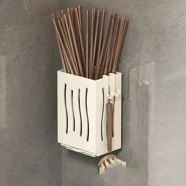 1pcs Kitchen Utensil Rack-Multifunctional Draining Chopstick Holder,Wall-Mounted or Freestanding Cutlery Storage Box, Plastic colegio culinario de morelia