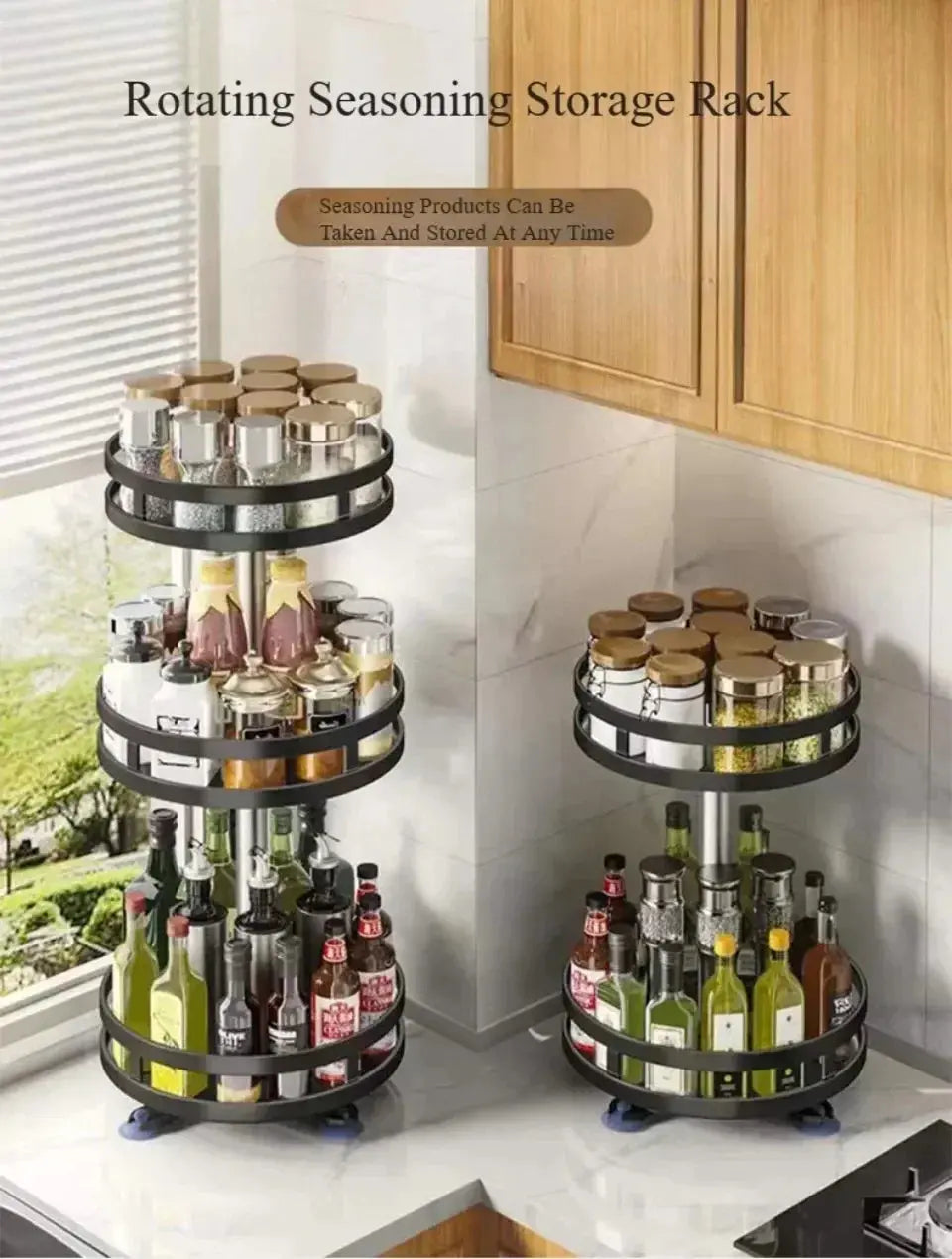 360° rotating spice rack organizer, non-slip carbon steel storage tray, suitable for seasoning and spice storage. colegio culinario de morelia