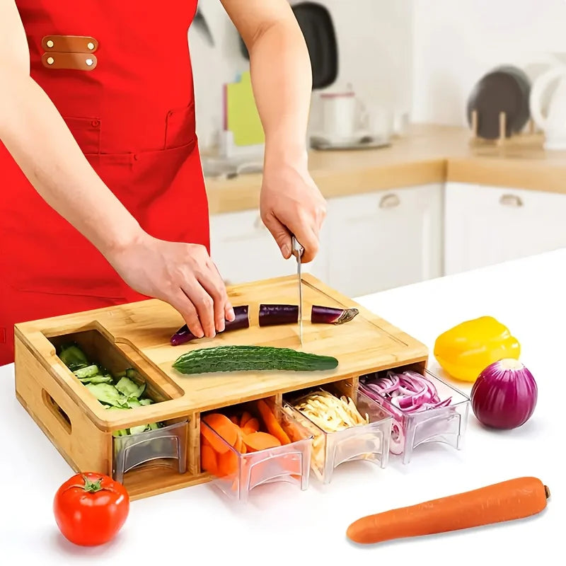 Kitchen Multi Functional Classification Bamboo with Drawer Style Cutting Board and Cutting Board Set Kitchen Tools Can Store Chef's Market