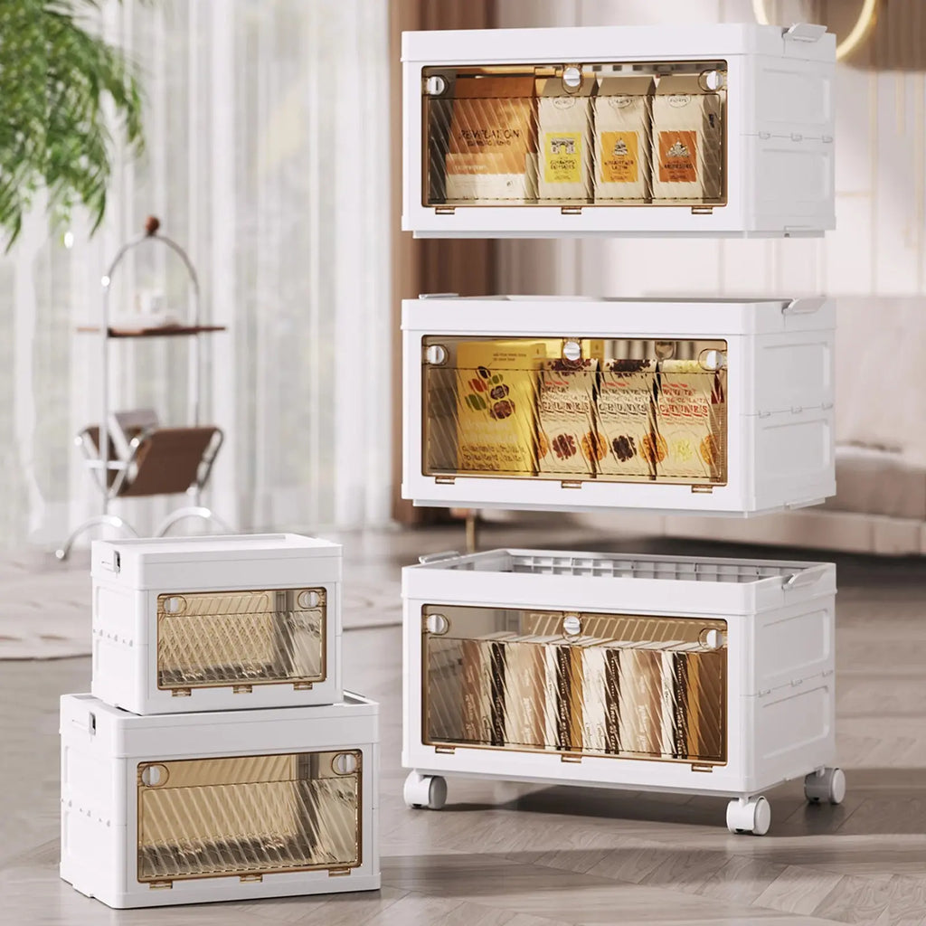 1/2/3/4/5 Layer Folding Storage Cabinet Storages Cabinet Waterproof Dustproof With Swivel Wheel Kitchen Bedroom Living Room colegio culinario de morelia