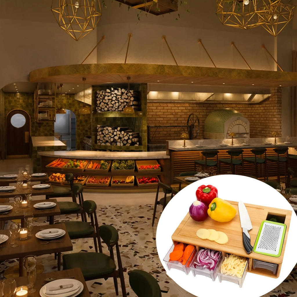 Kitchen Multi Functional Classification Bamboo with Drawer Style Cutting Board and Cutting Board Set Kitchen Tools Can Store Chef's Market