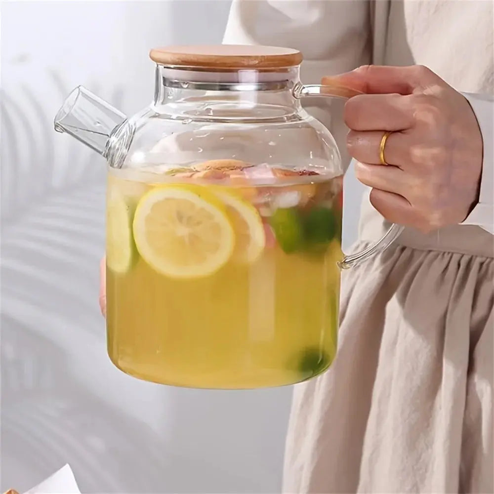 1L/1.8L Large Capacity Glass Teapot High Temperature Resistant Kettle for Steamed Juice Fruit & Iced Tea Home Kitchen Access colegio culinario de morelia