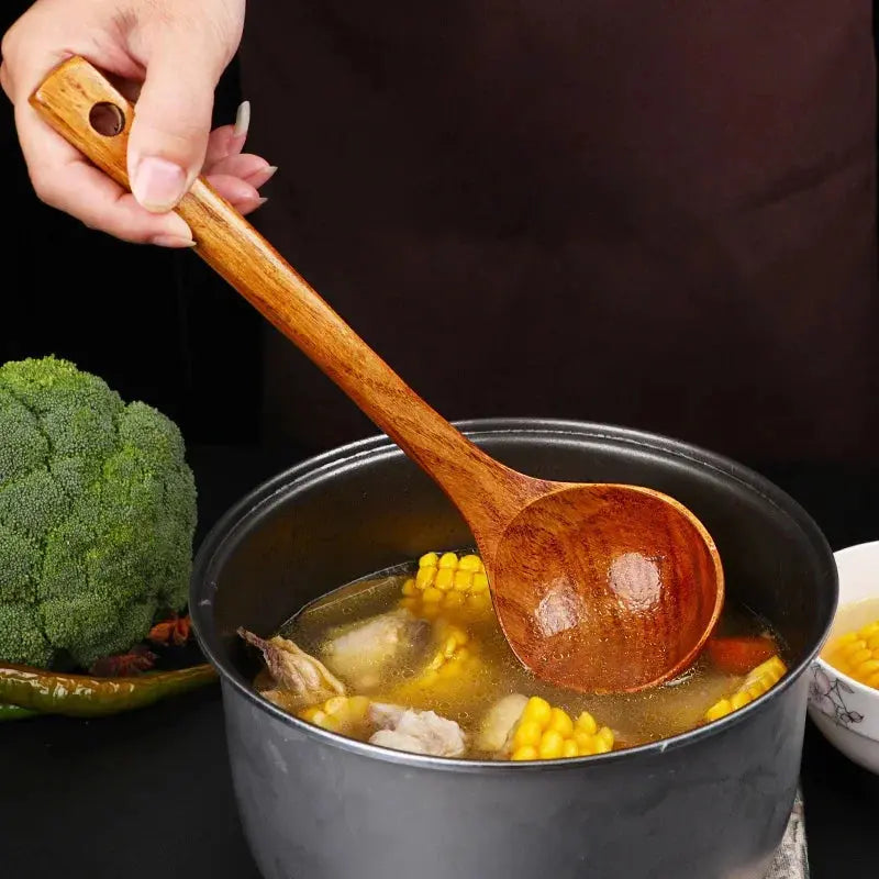 5-Piece Wooden Cooking Utensils Set – Non-Stick Kitchen Tools with Spoons & Spatulas, Heat-Resistant Cookware for Daily Use colegio culinario de morelia