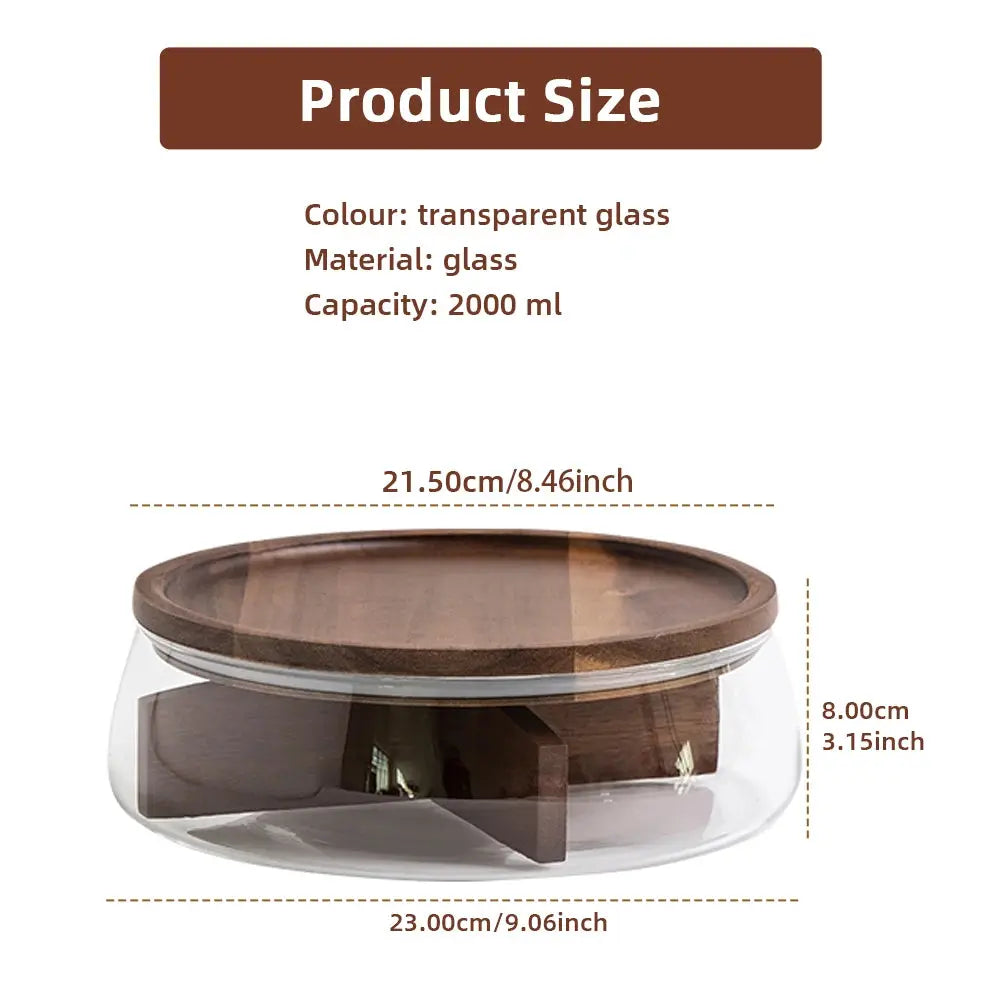 Glass Food Storage Container with Wooden Lid Multi Compartment Snack Fruit Organizer Kitchen Living Room Desktop Serving Tray colegio culinario de morelia