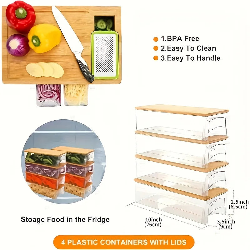 Kitchen Multi Functional Classification Bamboo with Drawer Style Cutting Board and Cutting Board Set Kitchen Tools Can Store Chef's Market