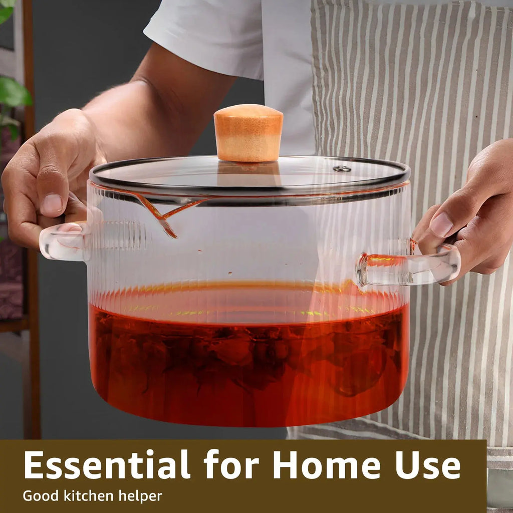 Glass Saucepan Clear Cooking Pot with Lid 16CM Heat Resistant Glass Soup Pot Dual Handles Glass Stovetop Kitchen Cooking Tools colegio culinario de morelia