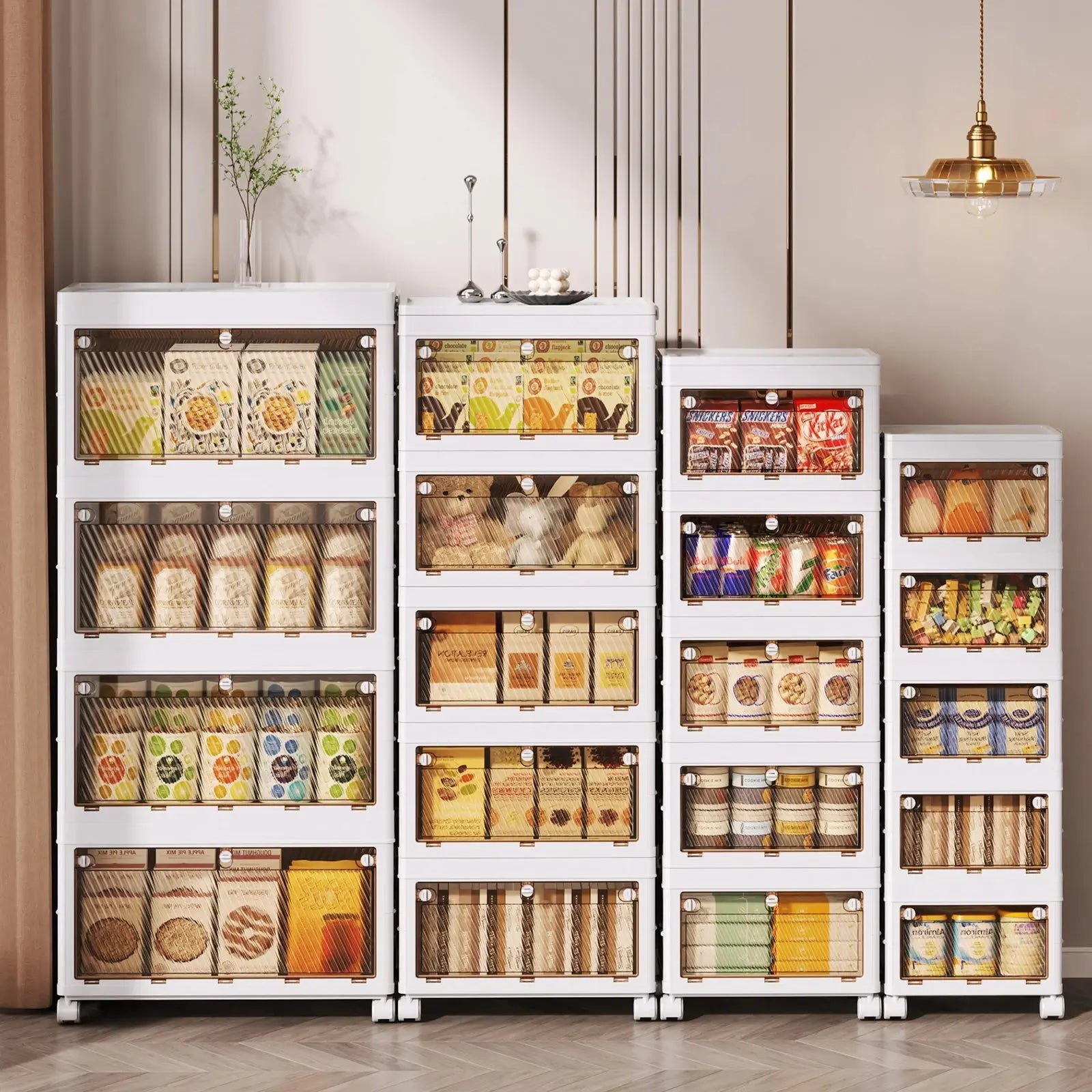 1/2/3/4/5 Layer Folding Storage Cabinet Storages Cabinet Waterproof Dustproof With Swivel Wheel Kitchen Bedroom Living Room colegio culinario de morelia