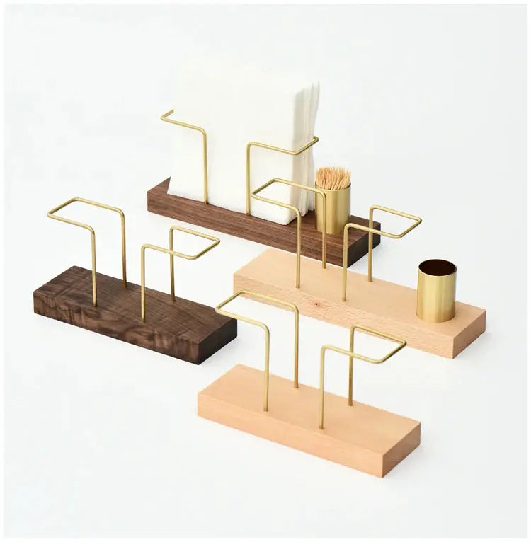 Desktop Organizer Tableware Supplies Wood Tissue Paper Holder Napkin Holder Brass Tissue Box StorageToothpick Box colegio culinario de morelia