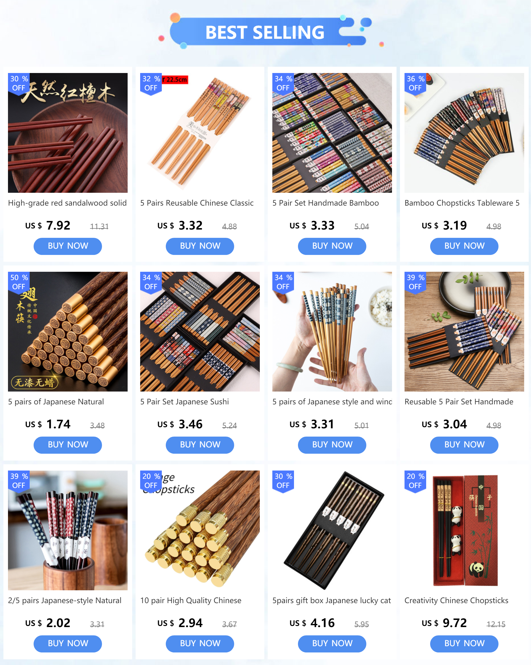 Japanese style bamboo carbonized twist chopsticks household food sticks hotel bamboo and wood tableware bamboo chopsticks Chef's Market