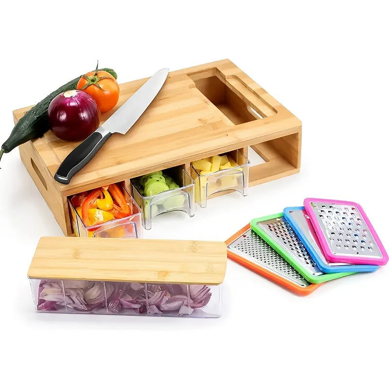 Kitchen Multi Functional Classification Bamboo with Drawer Style Cutting Board and Cutting Board Set Kitchen Tools Can Store Chef's Market