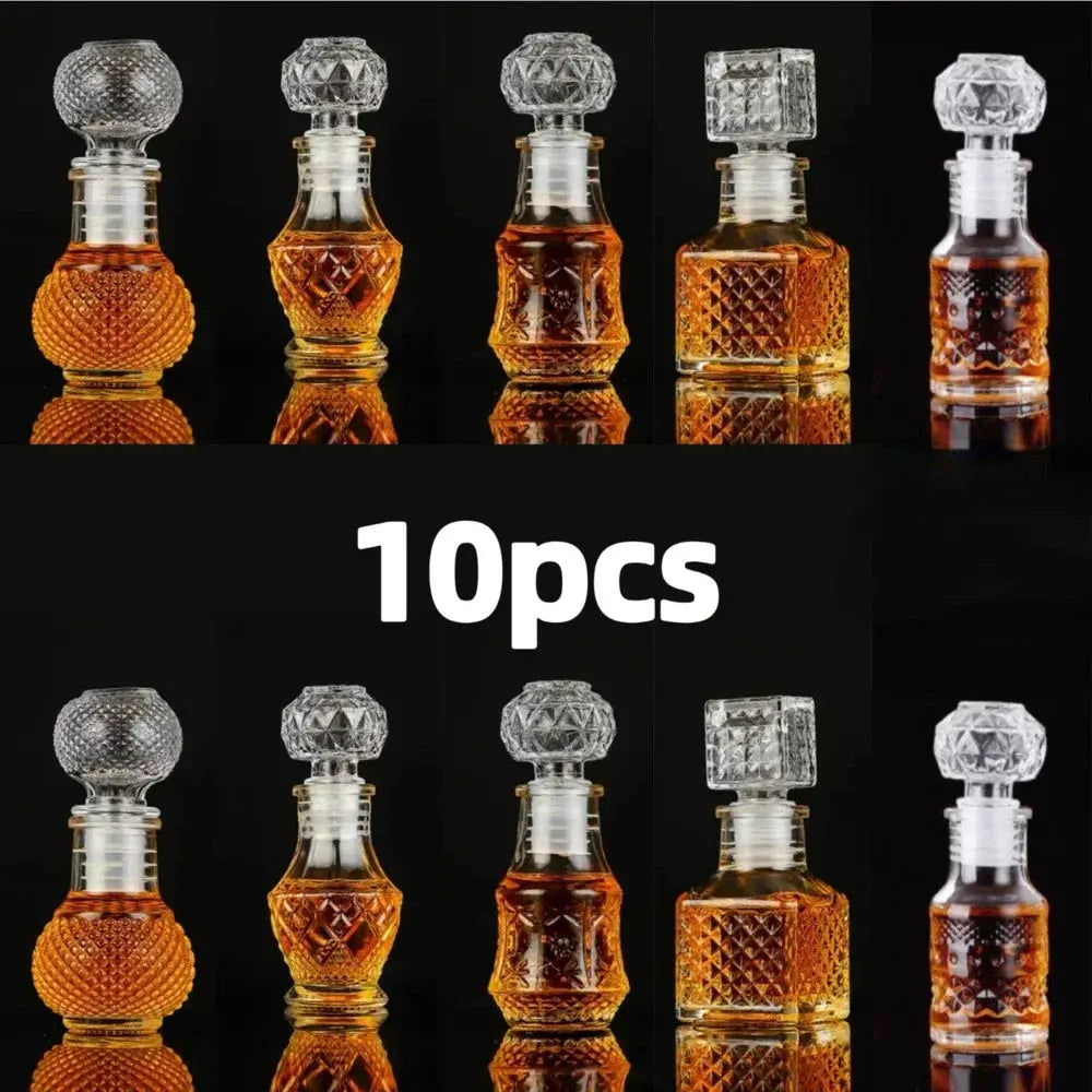 5 10 15 Pcs Whiskey Liquor Bottle 50ml Cute Glass Dispenser Mini Alcohol Guest Gift Wedding Decanter Wine Pot Shot Jars Bar Set colegio culinario de morelia