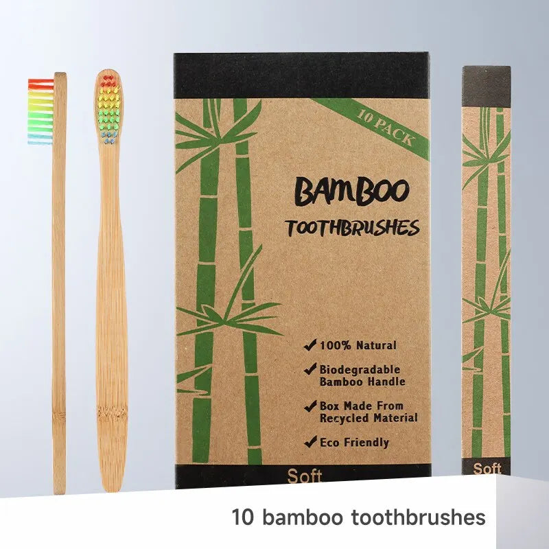 Cross Border Single Bamboo Toothbrush Set Natural Bamboo Toothbrush Tablet Set Ten Pack Bamboo Products Toothbrush Chef's Market