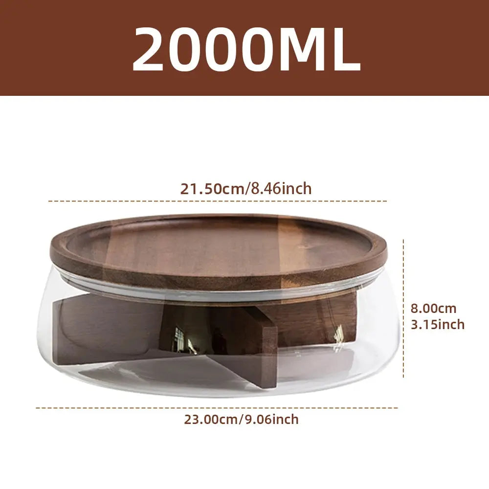 Glass Food Storage Container with Wooden Lid Multi Compartment Snack Fruit Organizer Kitchen Living Room Desktop Serving Tray colegio culinario de morelia