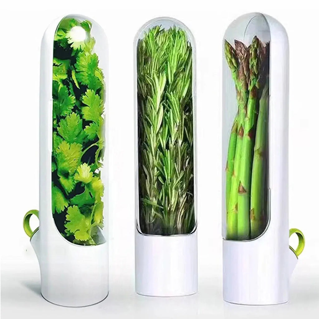 Herb Saver Storage Container Fresh Herb Keeper Vanilla Vegetables Fresh Preservation Bottle for Refrigerator Kitchen Gadgets colegio culinario de morelia