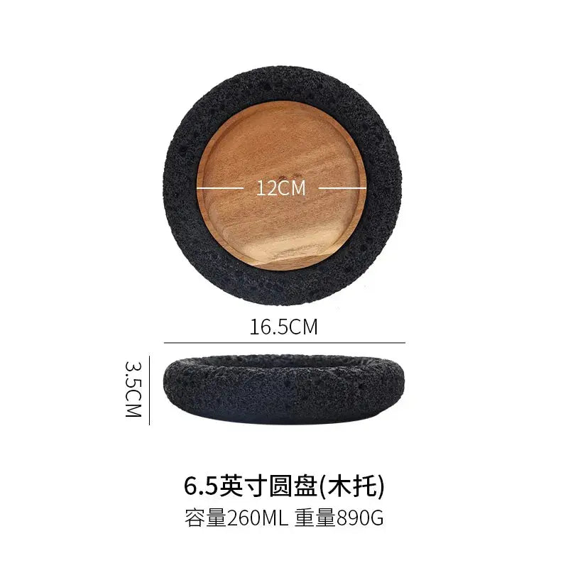 Japanese Tableware Rock Sushi Plate Coal Ball Volcanic Stone Swing Plate Steak Plate Hotel Creative Dining Plate Sushi Dish colegio culinario de morelia