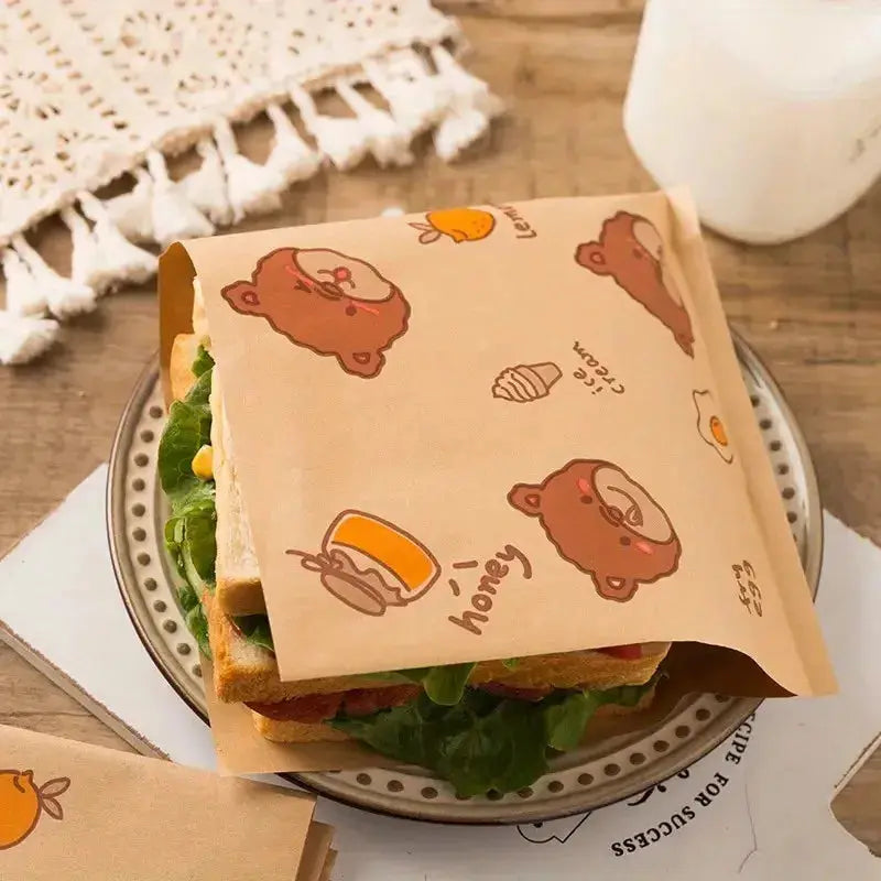 50pcs Sandwich Wrappers, Greaseproof Non-Stick Parchment Paper, Cute Pattern Food Wrapper, Baking Tools, Kitchen Gadgets colegio culinario de morelia
