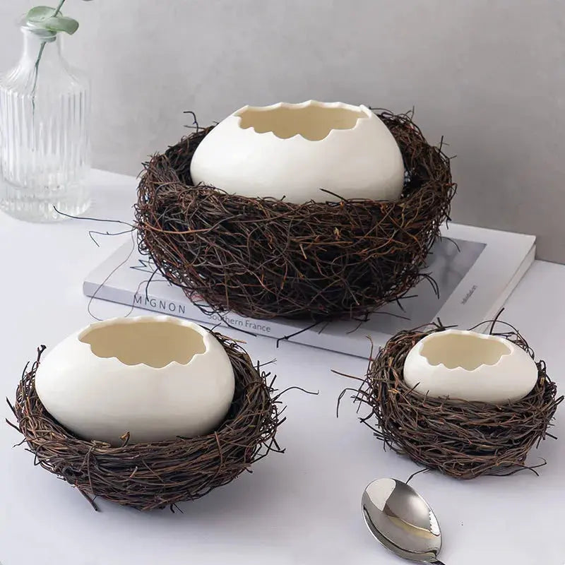 Creative Bird's Nest Decoration Dessert Bowl, Eggshell Bowl, Ceramic Tableware, Baking Pudding Bowl, Egg Steamer, Kitchenware colegio culinario de morelia