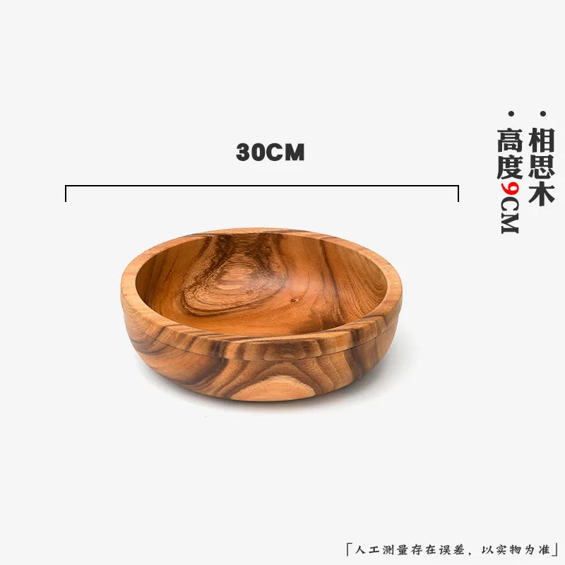 Extra Large Siwood Bowl Tray Set, Round Wooden Tray, Extra Large Salad Bowl, Solid Wood Tray, Custom Mixing Bowls, Ramen Chef's Market