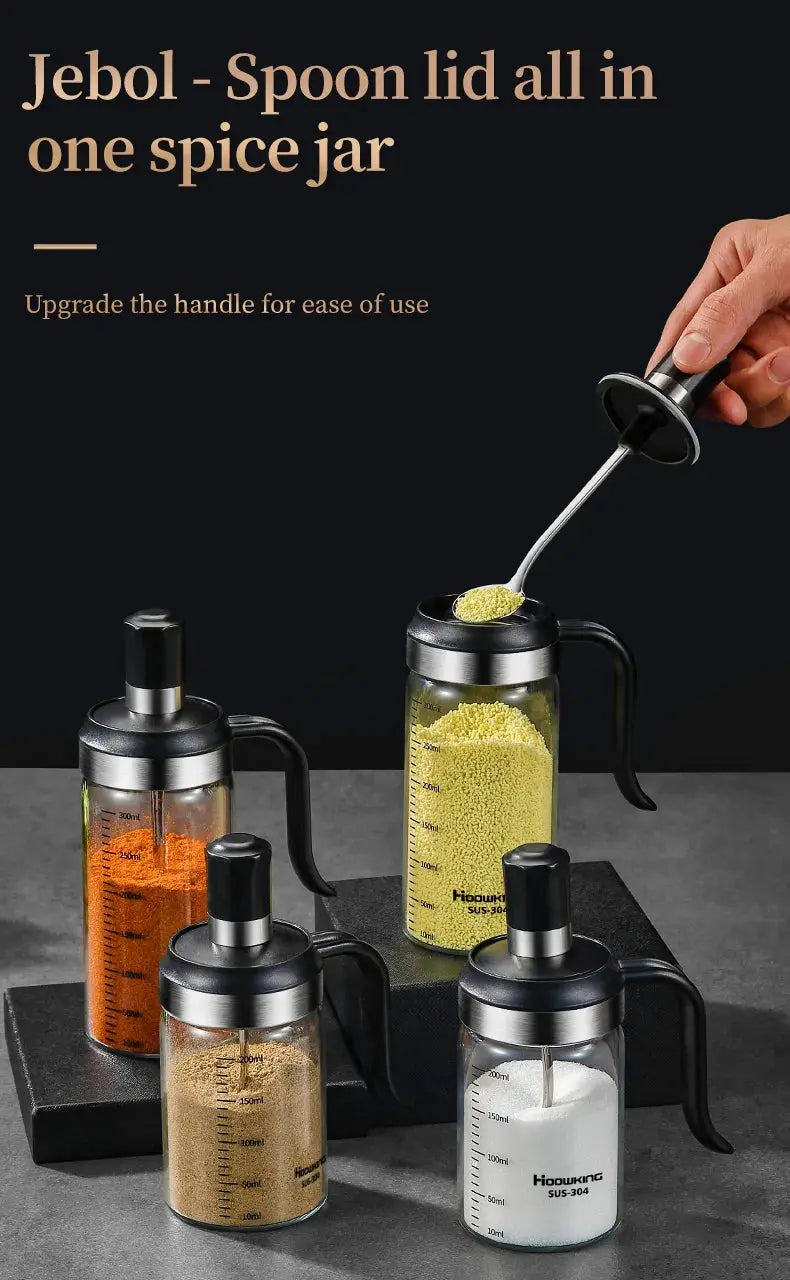 1pc Spice seasoning  bottle  kitchen supplies glass transparent sugar bottle with spoon seasoning bottle Salt and Pepper bottle colegio culinario de morelia