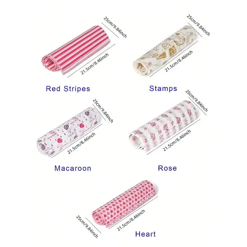 100Pcs Colorful Patterned Greaseproof Paper Food Wrapping Paper Wax Paper for Baking Sandwiches Hamburgers Snack Basket Liners colegio culinario de morelia