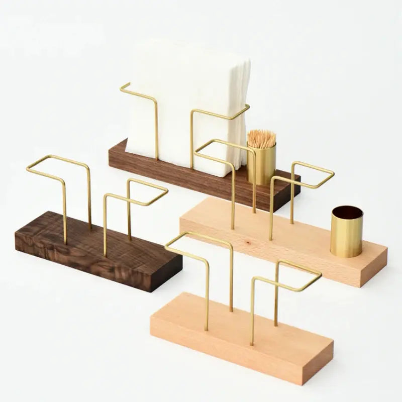 Desktop Organizer Tableware Supplies Wood Tissue Paper Holder Napkin Holder Brass Tissue Box StorageToothpick Box colegio culinario de morelia