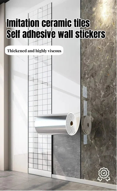 1 roll marble thick foam imitation ceramic tile self-adhesive wallpaper bedroom wallpaper bathroom waterproof wall sticker Chef's Market