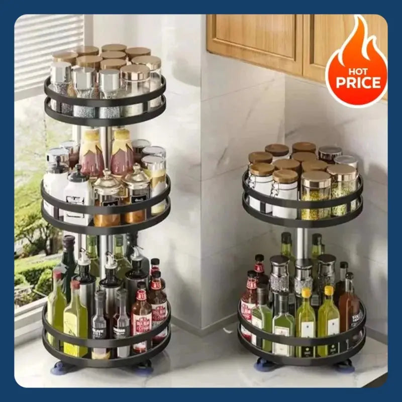 360° rotating spice rack organizer, non-slip carbon steel storage tray, suitable for seasoning and spice storage. colegio culinario de morelia