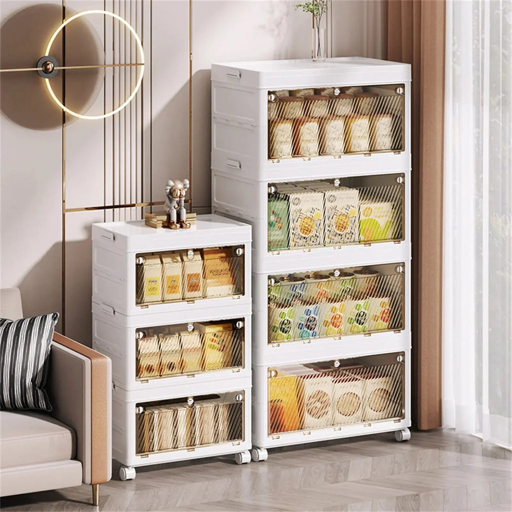 1/2/3/4/5 Layer Folding Storage Cabinet Storages Cabinet Waterproof Dustproof With Swivel Wheel Kitchen Bedroom Living Room colegio culinario de morelia
