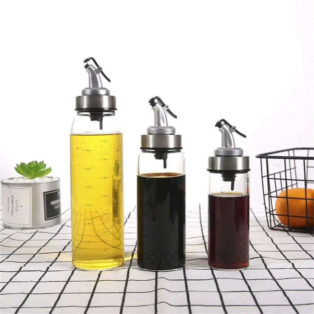 1PCS 180/300/500ml Oil Bottle High Borosilicate Glass Dispenser With Scale Quantitative Sauce Vinegar Cooking Kitchen Supplies colegio culinario de morelia