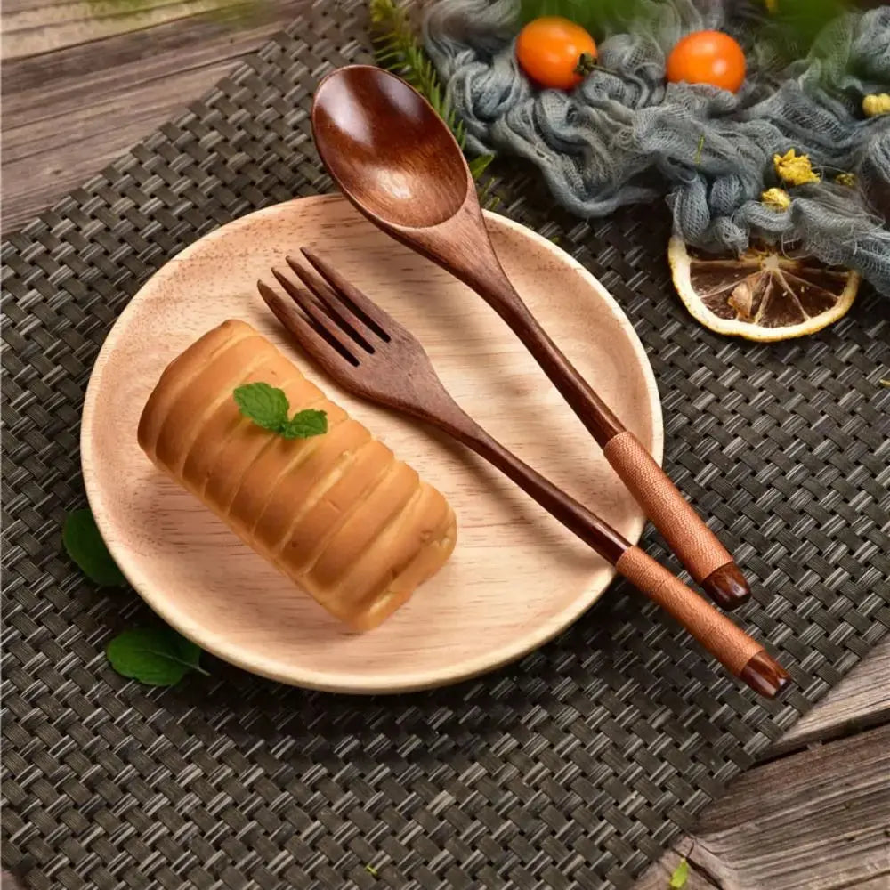 High Quality Natural Wooden Spoon Handmade Dinner Kit Wooden Fork Kitchen Accessories colegio culinario de morelia