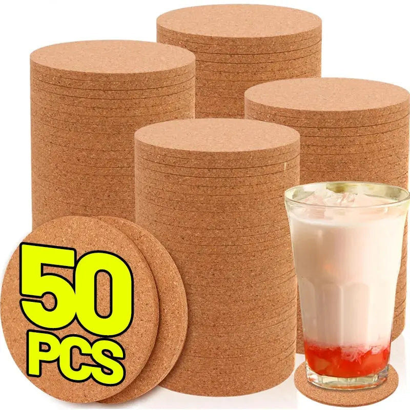 50/1PCS Non-Slip Cork Coaster Natural Round Wooden Cup Mat Heat Insulation Pads Tea Coffee Mug Drinks Holder Table Decoration colegio culinario de morelia