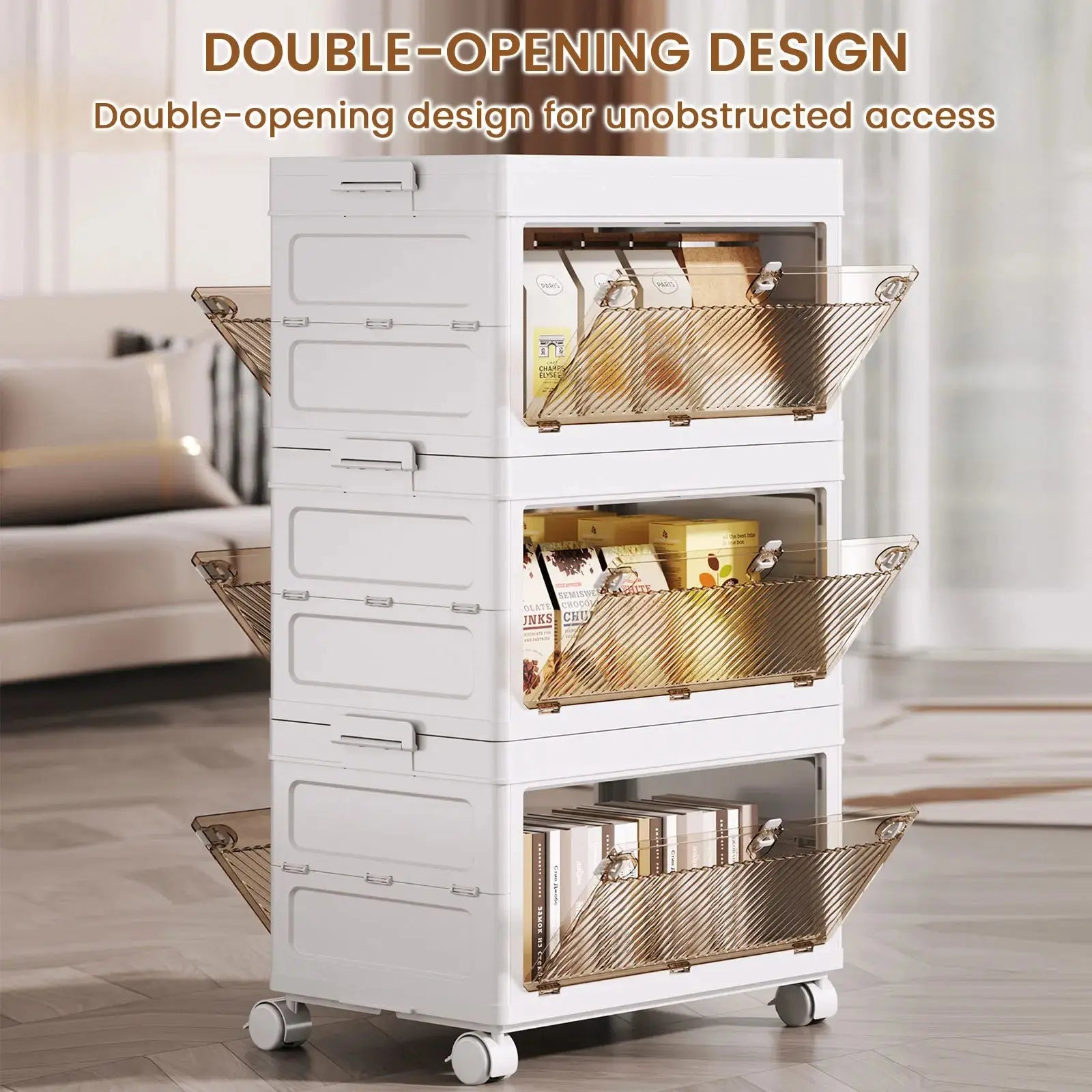 1/2/3/4/5 Layer Folding Storage Cabinet Storages Cabinet Waterproof Dustproof With Swivel Wheel Kitchen Bedroom Living Room colegio culinario de morelia