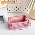 Collapsible Crate Plastic Folding Storage Box Basket Utility Cosmetic Container Desktop Holder Home Use School Desk Storage Box colegio culinario de morelia