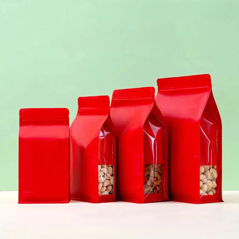 50pcs Thick Stand Up Tear Notch Aluminum Foil Window Side Reusable Ziplock Packaging Pouches Food Powder Snack Nuts colegio culinario de morelia