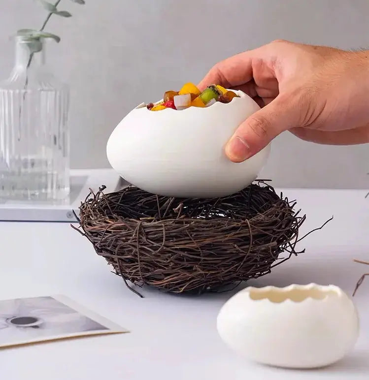 Creative Bird's Nest Decoration Dessert Bowl, Eggshell Bowl, Ceramic Tableware, Baking Pudding Bowl, Egg Steamer, Kitchenware colegio culinario de morelia