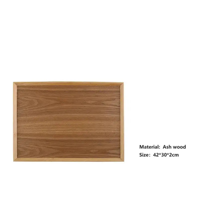 HeMu Natural Walnut Wooden Rectangular Tray Round Beech Handle Tray Kitchen Bread Fruit Shelving Restaurant Hotel Serving Tray colegio culinario de morelia