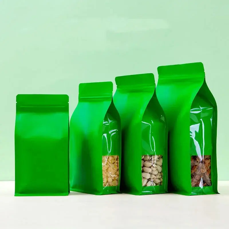 50pcs Thick Stand Up Tear Notch Aluminum Foil Window Side Reusable Ziplock Packaging Pouches Food Powder Snack Nuts colegio culinario de morelia