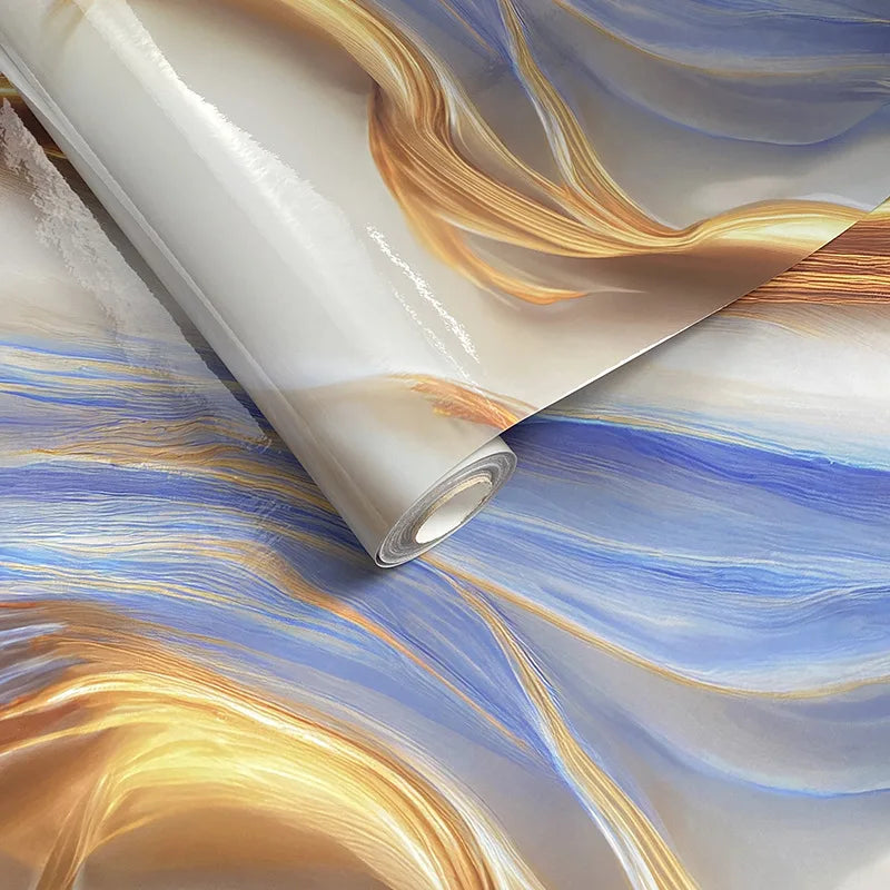 Gilded Imitation Marble Self-adhesive Wallpaper Living Room Background Kitchen Bathroom Waterproof Wall Sticker PVC Wallpaper Chef's Market