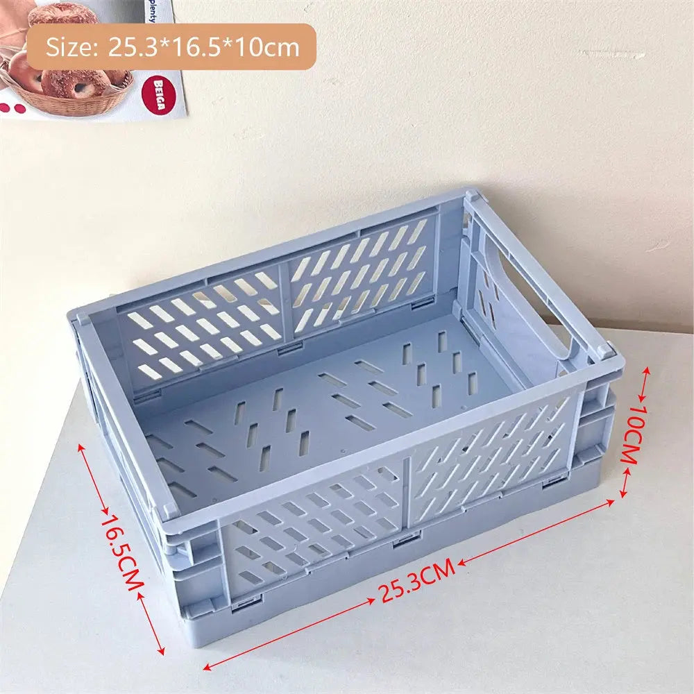 Collapsible Crate Plastic Folding Storage Box Basket Utility Cosmetic Container Desktop Holder Home Use School Desk Storage Box colegio culinario de morelia