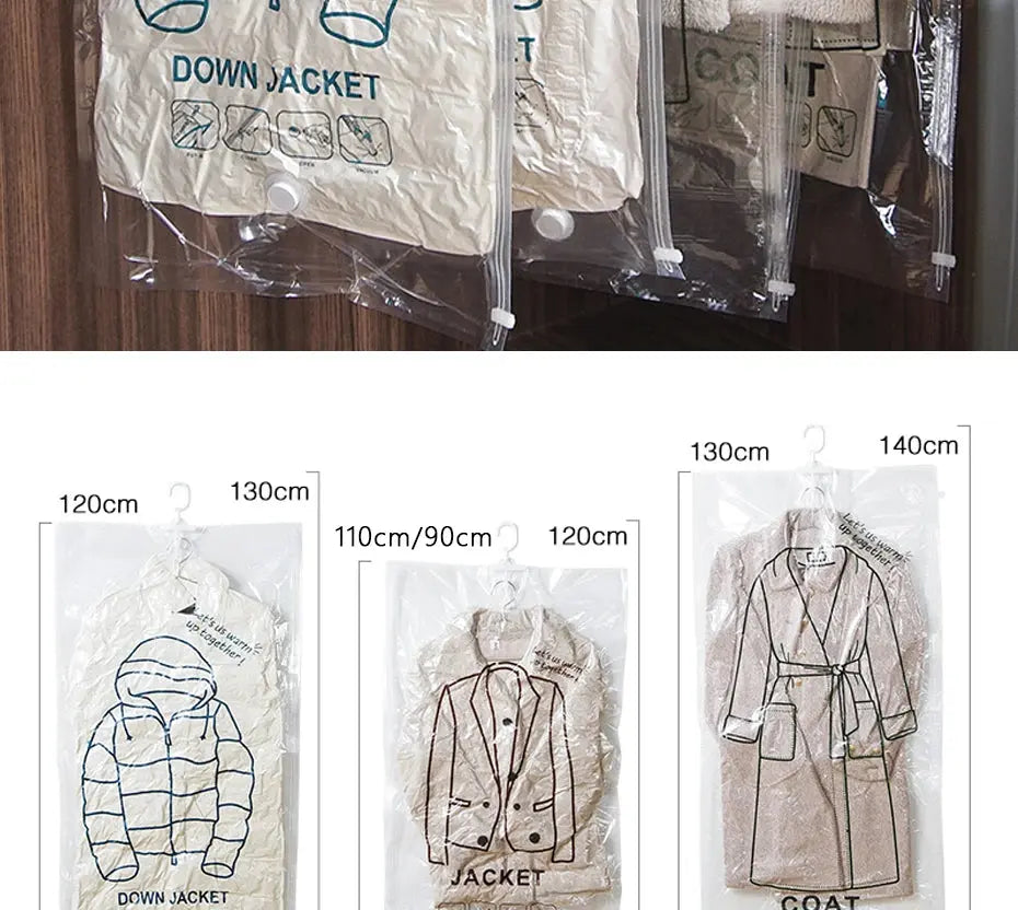 Hanging Vacuum Storage Bags Space Saver Bags Vacuum Seal Storage Bag for Suits Dress Coats Jackets Closet Organizer and Storage colegio culinario de morelia