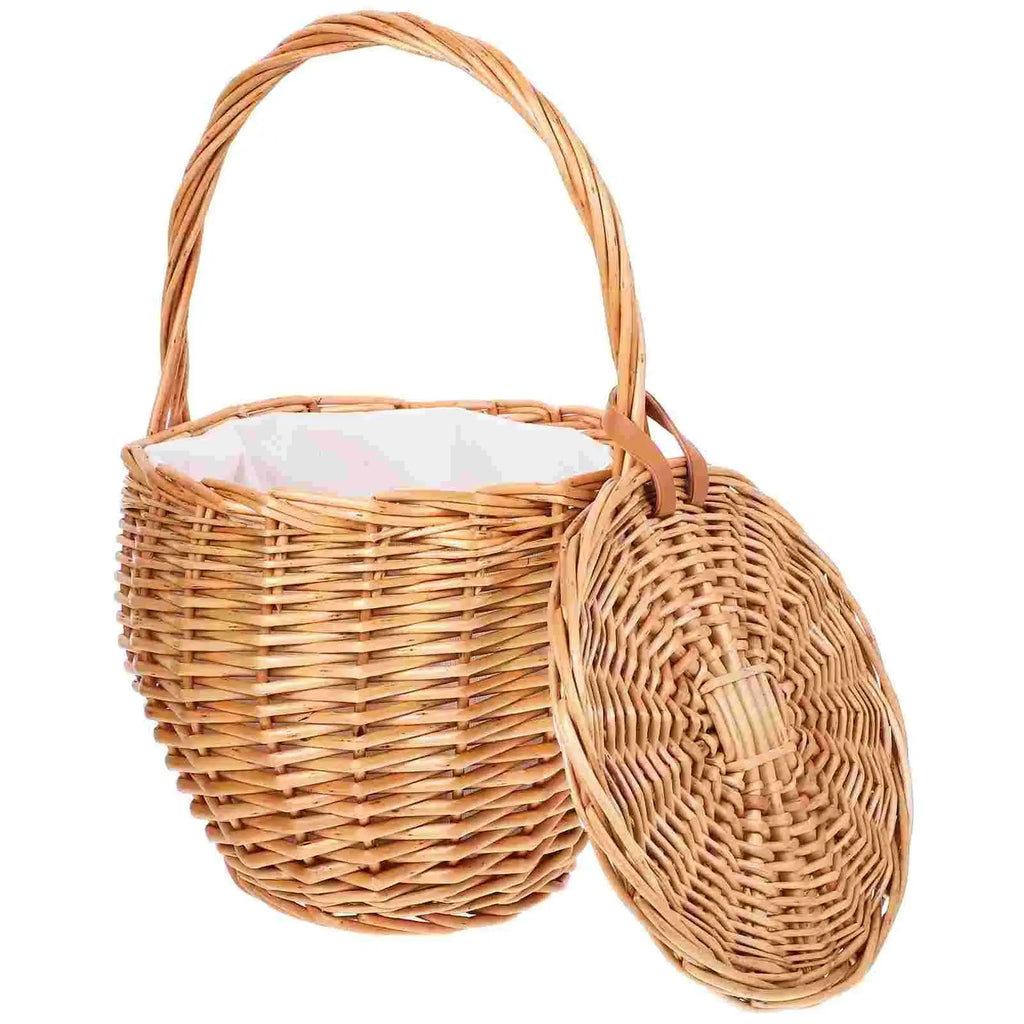 Foldable Picnic Basket Wicker Tray Decor Daily Supplies Multi-function Storage Shopping Bins with Lids colegio culinario de morelia