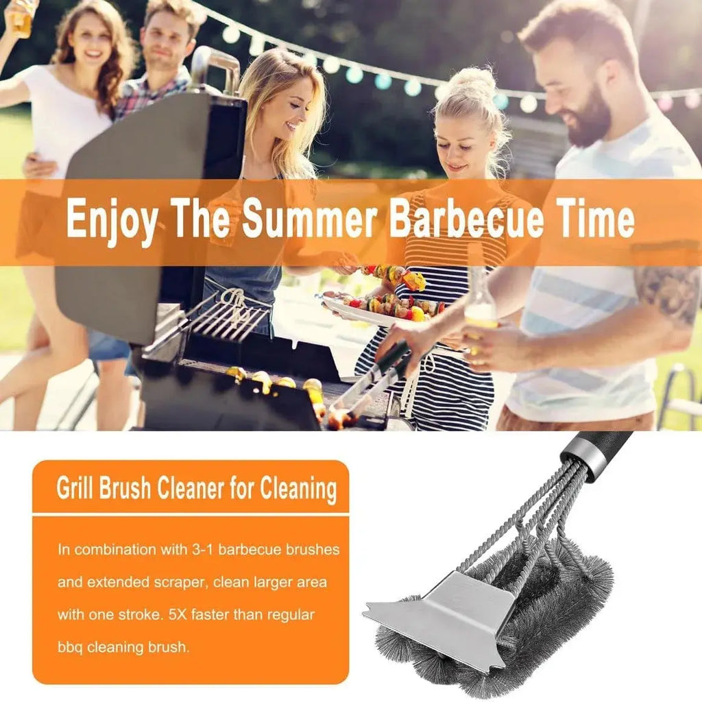 Barbecue cleaning brush, brush and scraper in one, Handle BBQ brush with Stainless Steel Bristles, Suitable for Outdoor Grill colegio culinario de morelia
