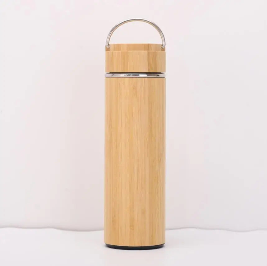 Bamboo Crafts Bamboo Tea Thermos Steel Double Wall Coffee Tea Bamboo Vacuum Flask 400-500ml Chef's Market