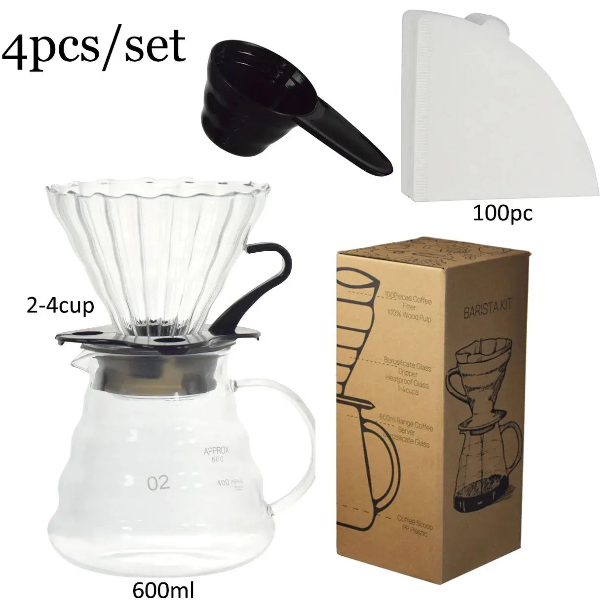 Household All in One Pour Over Barista Coffee Server Dripper Paper Filters Set Maker coffee accessories barista colegio culinario de morelia