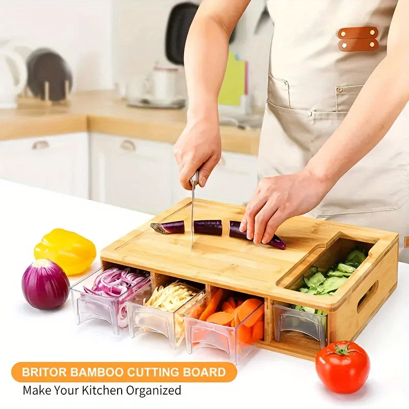 Kitchen Multi Functional Classification Bamboo with Drawer Style Cutting Board and Cutting Board Set Kitchen Tools Can Store Chef's Market