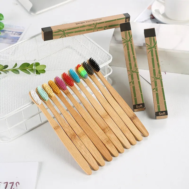 Cross Border Single Bamboo Toothbrush Set Natural Bamboo Toothbrush Tablet Set Ten Pack Bamboo Products Toothbrush Chef's Market