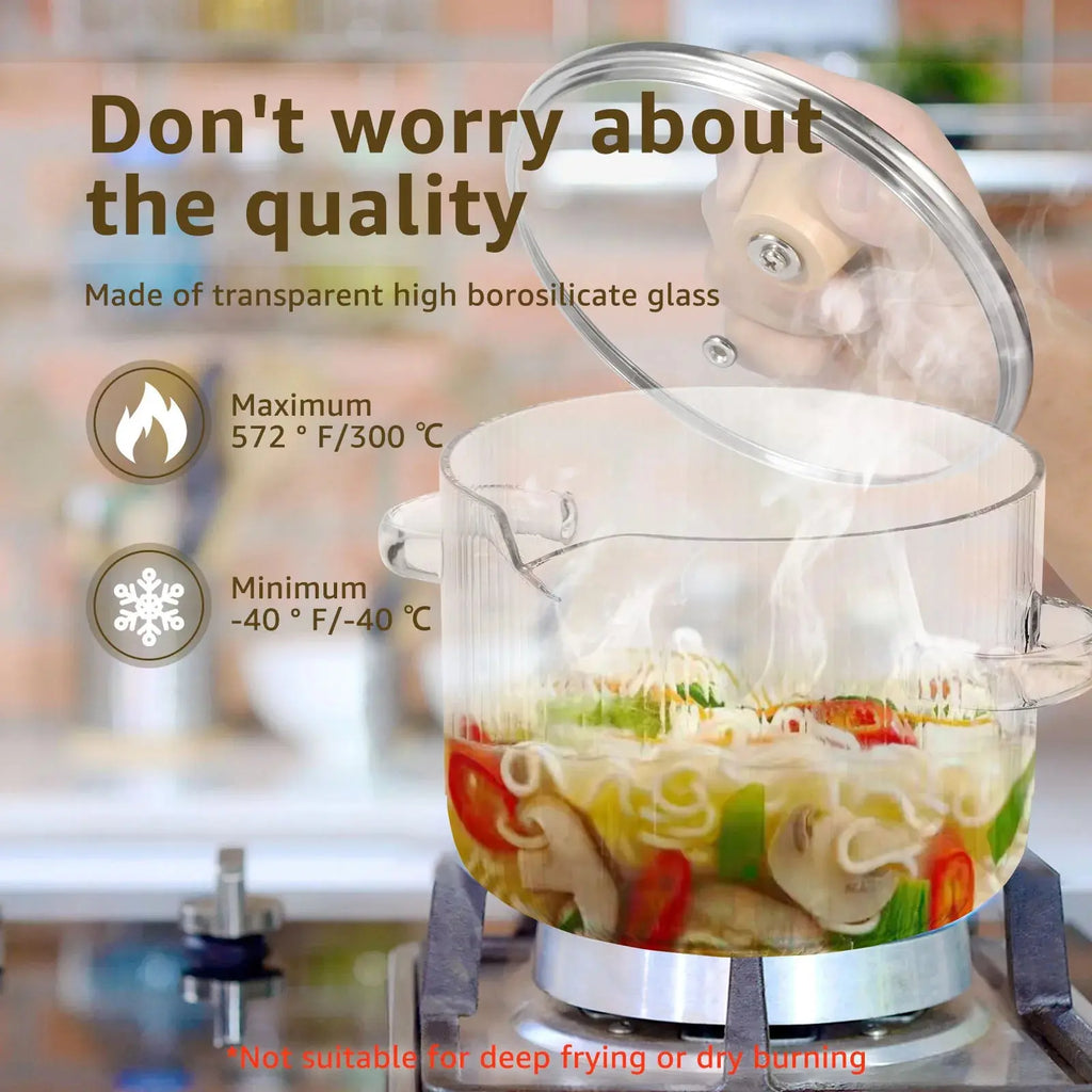 Glass Saucepan Clear Cooking Pot with Lid 16CM Heat Resistant Glass Soup Pot Dual Handles Glass Stovetop Kitchen Cooking Tools colegio culinario de morelia