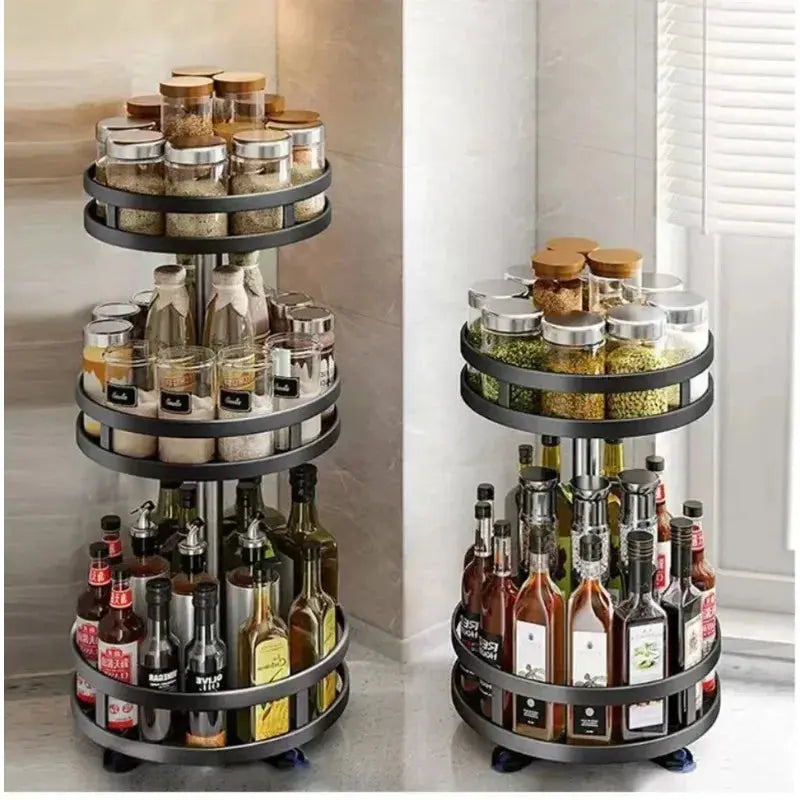 360° rotating spice rack organizer, non-slip carbon steel storage tray, suitable for seasoning and spice storage. colegio culinario de morelia